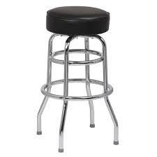 BRST02BK BARSTOOL CHRM DBLE RING BLACK VINYL SWIVEL SEAT NO BACK