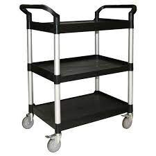 BUSCART CART BUSSING 3 SHELF BLACK PLASTIC  33.5X16X37