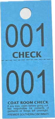 CC02BLU COATCHECK TICKET 2-PART BLUE (1M/BX)