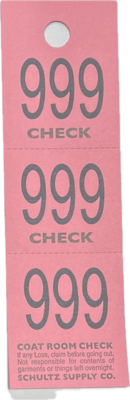 CC03RED COAT CHECK TICKET 3-PART RED (1M/BX)