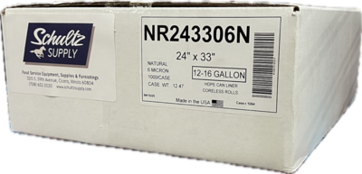 CLNR243306N CAN LINER HI DENSITY 24X33/6 MICRON 12-16GAL (1M)