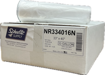 CLNR334016N CAN LINER HI DENSITY 33X40/16 MICRON 33GAL  (250/CS)