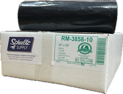 CLRM385810 CAN LINER  60GAL/38X58 EXTRA HEAVY BLACK 1.0MIL   (100/CS)