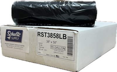 CLRST3858LB BLACK CAN LINER  60GAL HEAVY 36X58  (100/CS)  .65MIL