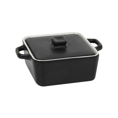 DBO136BKC23 BAKING DISH 8OZ W/ LID BLACK  12EA/CS