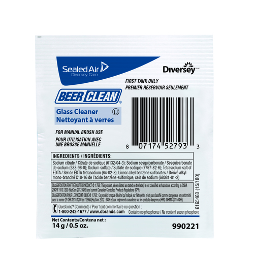 DX-221Z BEER CLEAN GLASS WASH PACKETS (100/PKTS)