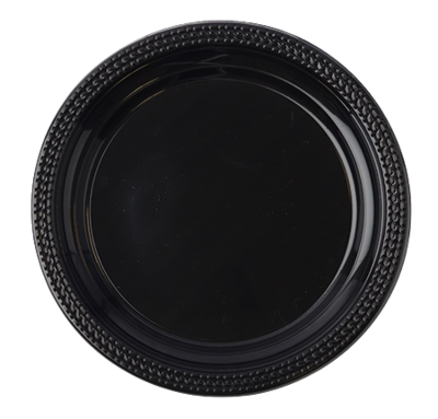 PLT09BLK 9'' ROUND PLATE BLK PP   4/100/CS