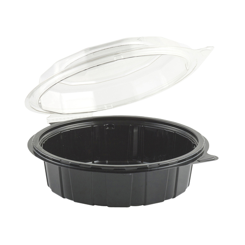 GC750D PLASTIC CONTAINER 7.5" DEEP CLEAR DOME/ BLACK BASE   (100/CS)