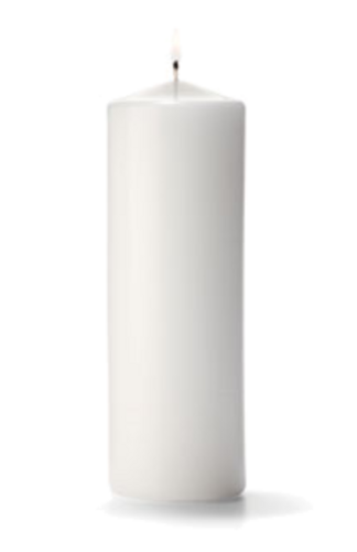 HW-P3X9W-12 PILLAR CANDLE 3"X9" WHITE  1DZ/CS