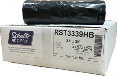 CLRST3339HB CAN LINER 33X39 HR 33GAL BLACK .90MIL   (150/CS)