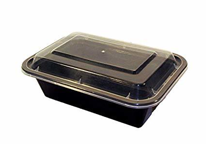 MT6240B 24OZ RECTANGULAR BLACK  MICROWAVABLE CONTAINER/ LID ( 150 / CS )