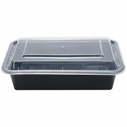 MT6350B 38OZ RECTANGULAR BLACK CONTAINER WITH LID   (150EA/CS)