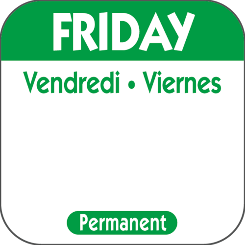 P105R DAY LABEL FRIDAY 1X1 TRILINGUAL PERMANENT