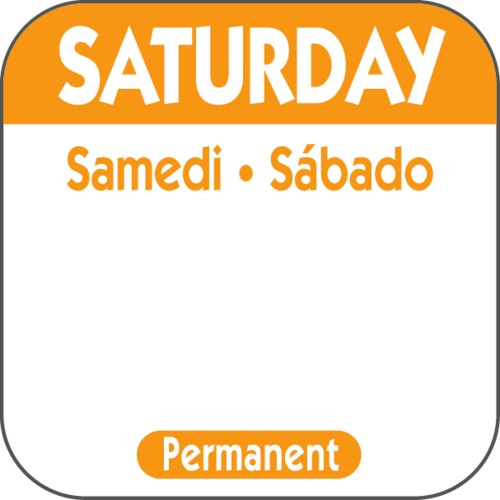 P106R DAY LABEL SATURDAY 1X1 TRILINGUAL PERMANENT