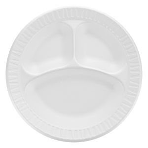 PLT10FC 10" FOAM WHITE PLATE 3 COMPARTMENT  (4PK/125/CS)