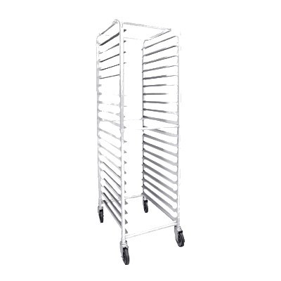 PRF BUNPAN RACK FULL SIZE ALUMINUM 20PAN END LOAD 69"HT W/CASTERS