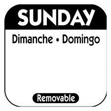 R107R DAY LABEL SUNDAY 1X1 TRILINGUAL REMOVABLE   1M/RL