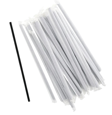 STR-PPRBLK-W 7.75" WRAPPED PAPER STRAW BLACK   6PK/500CS