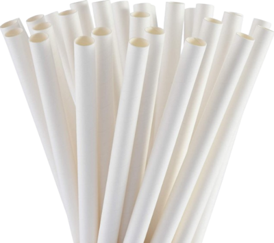 STR-PPRWHT-UWR 7.75" UNWRAPPED PAPER STRAW WHITE  (3M/CS)  6PK/500/CS