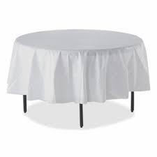 TABLE COVER PLASTIC 84" ROUND WHITE  24EA/CS