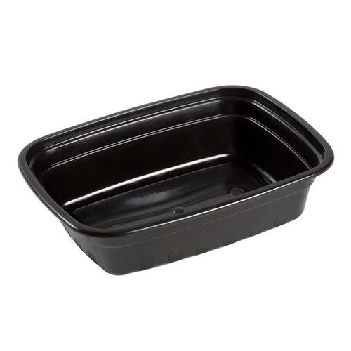 TGCS12B 12 OZ RECTANGULAR BLACK MICROWAVABLE CONTAINER W / LID ( 150 / CS ) 6"X4 1/2"X1 1/2"