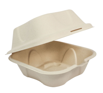 TO-SC-U15B 6X6X3 COMPOSTABLE FIBER HINGED CONTAINER (500/CS)