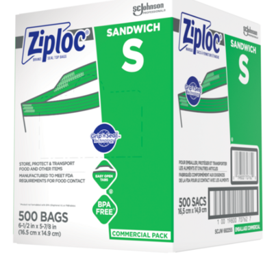 BGZS500 ZIPLOC SANDWICH BAG  500/CS  (6-1/2"X5-7/8")
