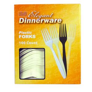 BSXFKA PLASTIC FORKS HEAVY CHAMPAGNE (10/100) *494D-B2