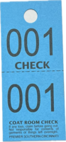 COATCHECK TICKET 2-PART BLUE (1M/BX)