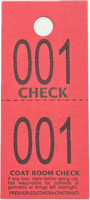 COAT CHECK TICKET 2-PART RED (1M/BX)
