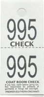 COAT CHECK TICKET 2-PART WHITE (1M/BX)