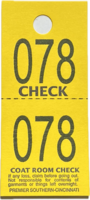 COAT CHECK TICKET 2-PART YELLOW (1M/BX)