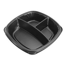 9"DEEP FORUM BLACK BOWL 3-COMPARTMENT (300/CS)