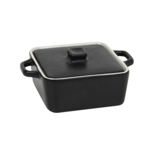 DBO136BKC23 BAKING DISH 8OZ W/ LID BLACK  12EA/CS