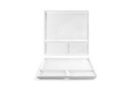 DDP072WHP21 MOD DIVIDED PLATE 3 COMPARTMENT 10.75" SQUARE WHITE   4EA/CS