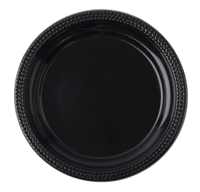 7'' ROUND PLATE BLK PP   8/100/CS