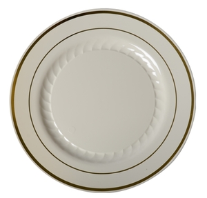 FLSP10IVGLD 10" PLATE IVORY/ GOLD (120/CS)