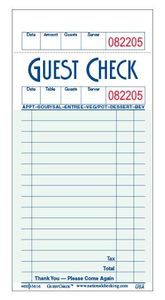 SINGLE PAPER GUEST CHECK GREEN  3X6   (5M/CS)  *G3616