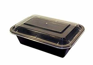 24OZ RECTANGULAR BLACK  MICROWAVABLE CONTAINER/ LID ( 150 / CS )