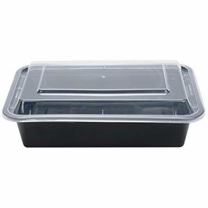 38OZ RECTANGULAR BLACK CONTAINER WITH LID   (150EA/CS)