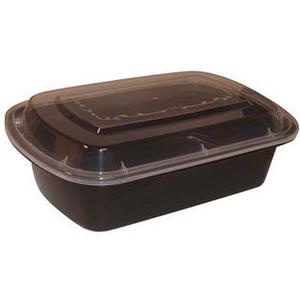 56OZ RECTANGULAR BLACK CONTAINER / LID ( 100 / CS )