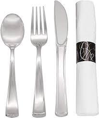 HEAVY SILVER WRAP - FORK/KNIFE/SPOON NAPKIN * (300/CS)