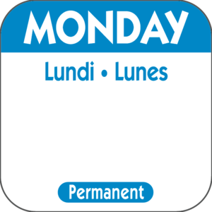 DAY LABEL MONDAY 1X1 TRILINGUAL PERMANENT