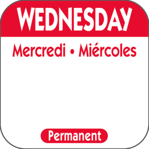 DAY LABEL WEDNESDAY 1X1 TRILINGUAL PERMANENT