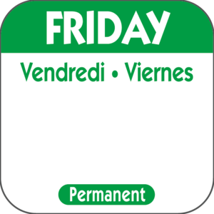 DAY LABEL FRIDAY 1X1 TRILINGUAL PERMANENT