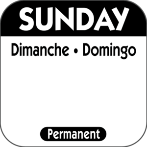 P107R DAY LABEL SUNDAY 1X1 TRILINGUAL PERMANENT