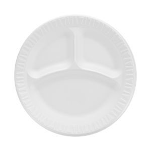 9" FOAM WHITE PLATE 3 COMPARTMENT (4PK/125/CS)