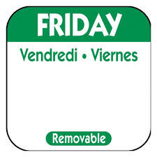 DAY LABEL FRIDAY 1X1 TRILINGUAL REMOVABLE  1M/RL