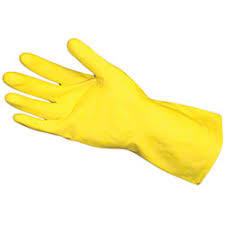 YELLOW LATEX GLOVES FLOCK LINED MEDIUM