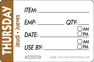 RIDU2304 DAY "THURS"  TRILINGUAL REMOVABLE  (500/RL)